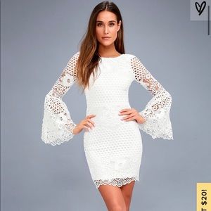 Angelisa White Lace Long Sleeve Dress Lulus